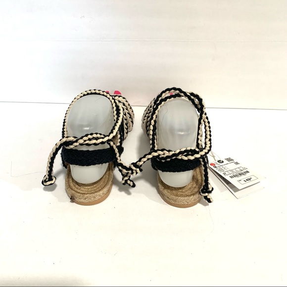 NWT Zara Rope Jute Flat Wrap Espadrille Sandal - Picture 8 of 12
